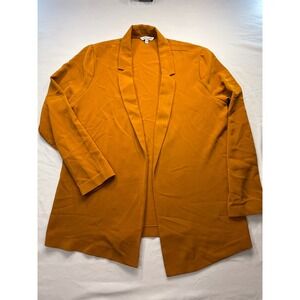 Eden Ruth Womens Open Front Blazer XXL Mustard Yellow Burnt Orange Crepe Jacket